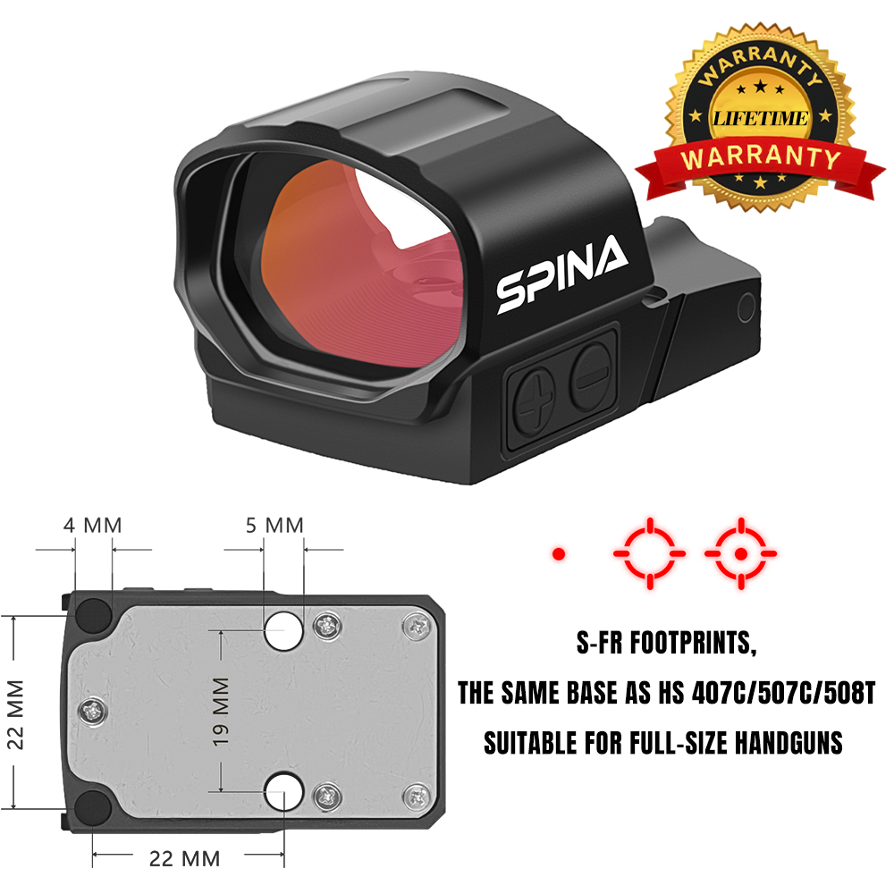 SPINA OPTICS Mistral 1x19x28 Pistola RMR & Rifle com Trilho Picatinny e Mira de Ponto Verde/Mira de Ponto Vermelho,Garantia vitalícia