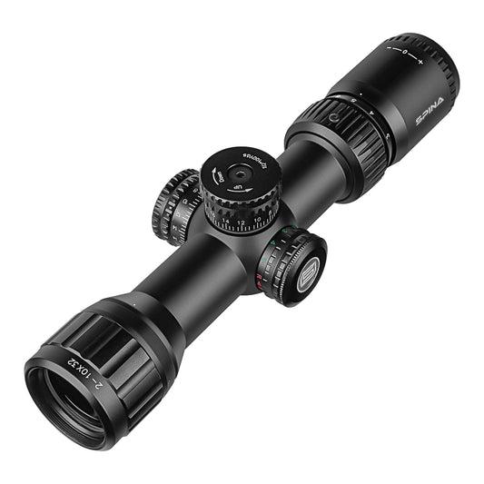 SPINA OPTICS IronClaw HD 2-10x32 SFP AOIR Com retículo iluminado Parallax 7.5 jardas até o infinito