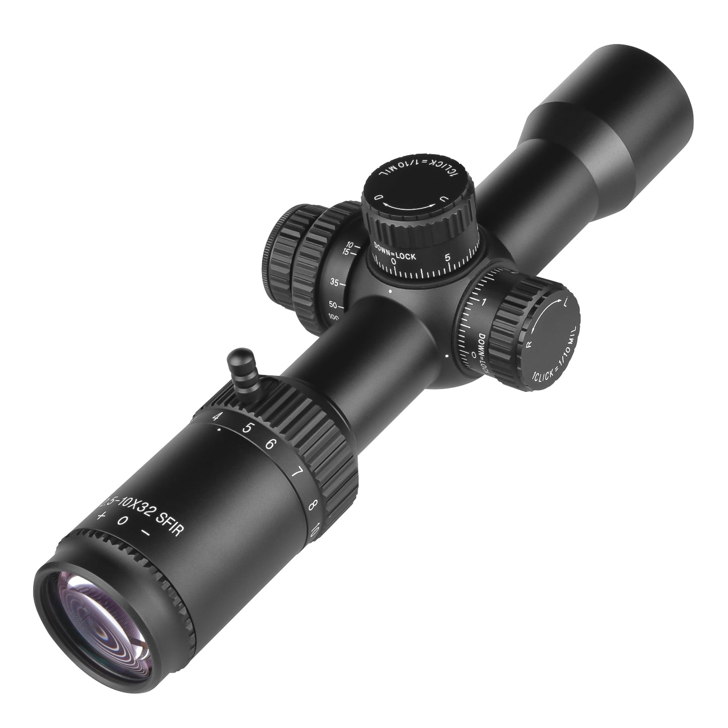 SPINA OPTICS FalconPoint HD 2.5-10x32 SFP Com retículo iluminado Parallax 5 jardas até o infinito