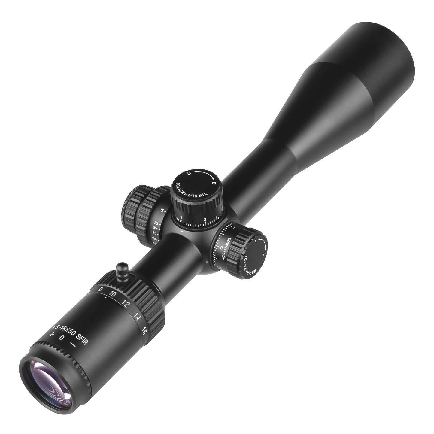 SPINA OPTICS FalconPoint HD 4.5-18x50 SFP Com retículo iluminado Parallax 10 jardas até o infinito