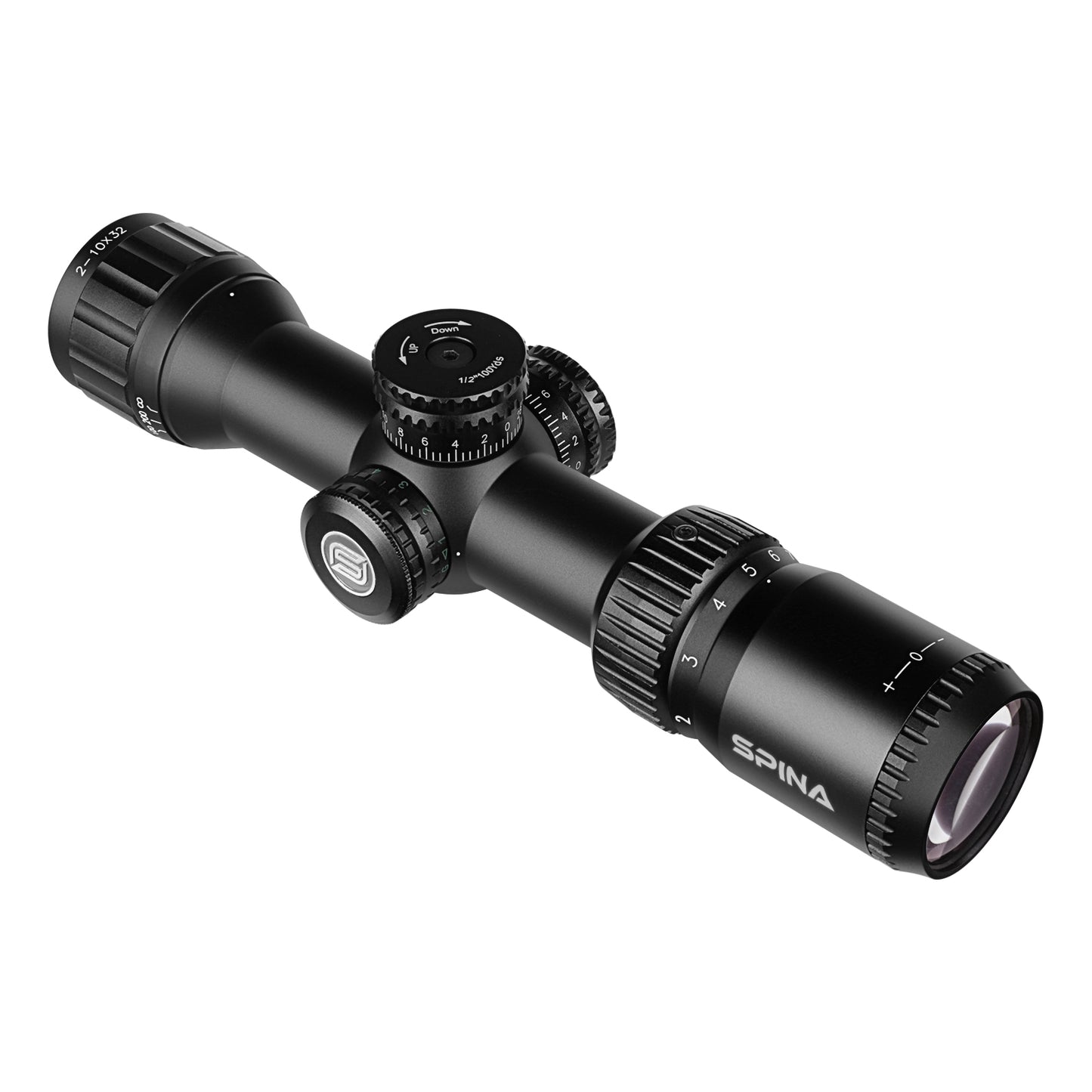 SPINA OPTICS IronClaw HD 2-10x32 SFP AOIR Com retículo iluminado Parallax 7.5 jardas até o infinito
