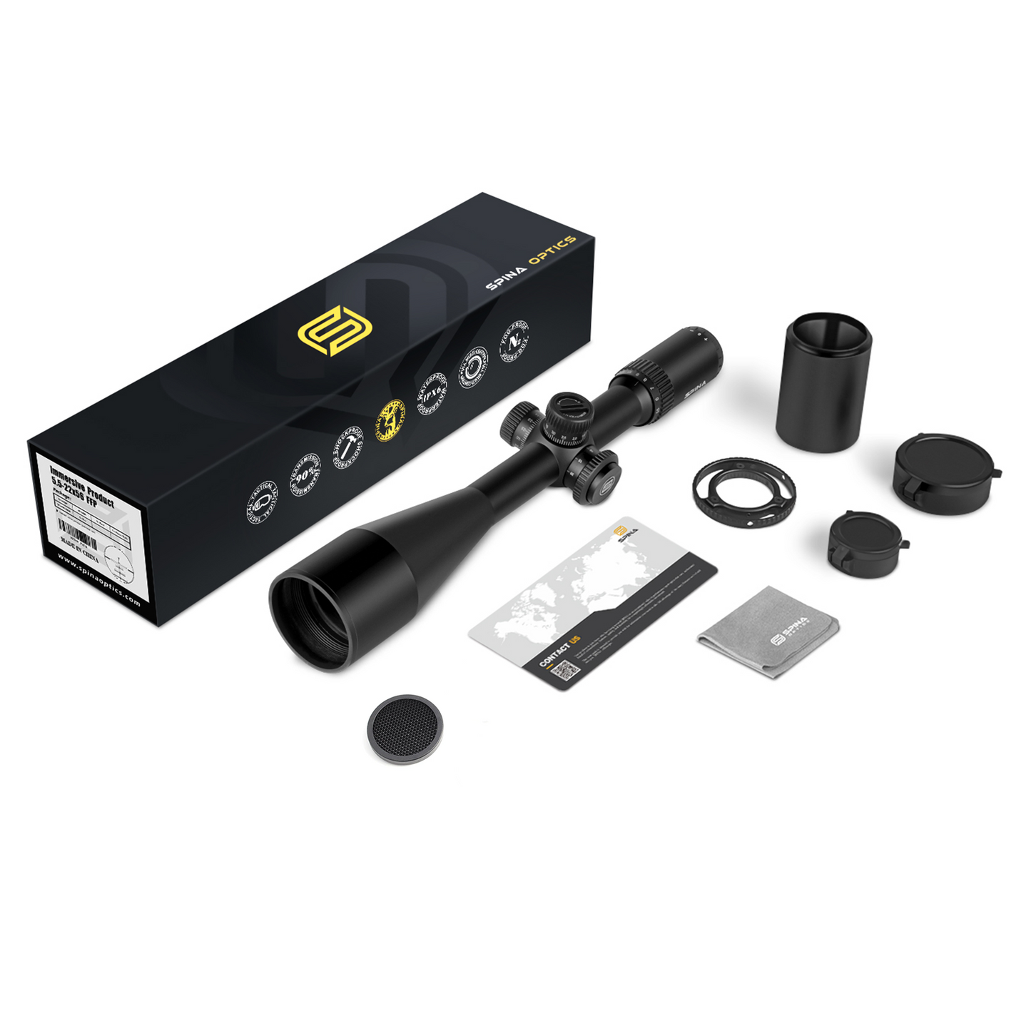 SPINA OPTICS WolfChase HD 5.5-22x56 FFP SF Parallax 10 jardas até o infinito