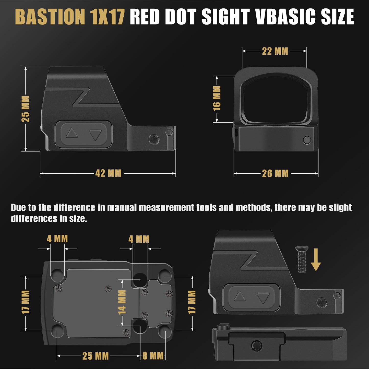 SPINA OPTICS Bastion 1x17 Mira de Ponto Vermelho RMSc para Pistola