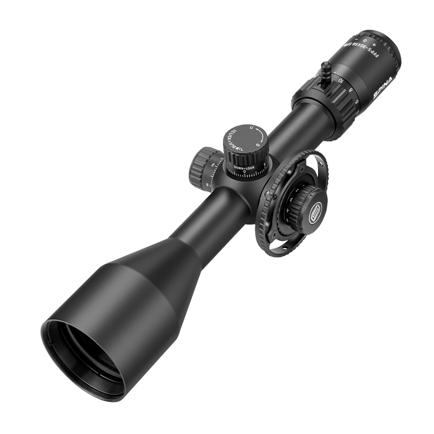 SPINA OPTICS FalconPoint HD 5-30x56 FFP SFIR Com retículo iluminado Parallax 10 jardas até o infinito