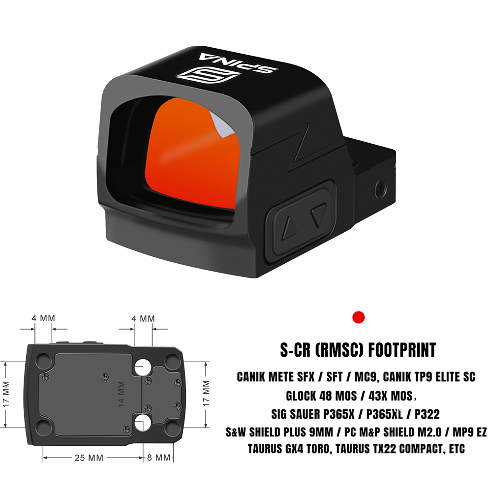 SPINA OPTICS Bastion 1x17 Mira de Ponto Vermelho RMSc para Pistola