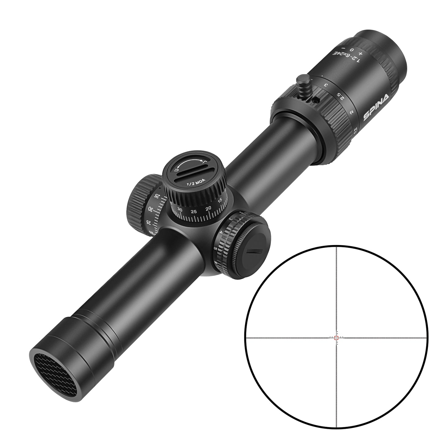 SPINA OPTICS HD WolfChase 1.2-6x24 FFP/SFPcom Iluminação de Ponto Vermelho