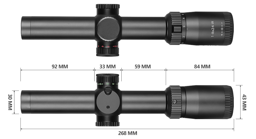 SPINA OPTICS ApexFin HD 1-8x24 SFP IR Com retículo iluminado