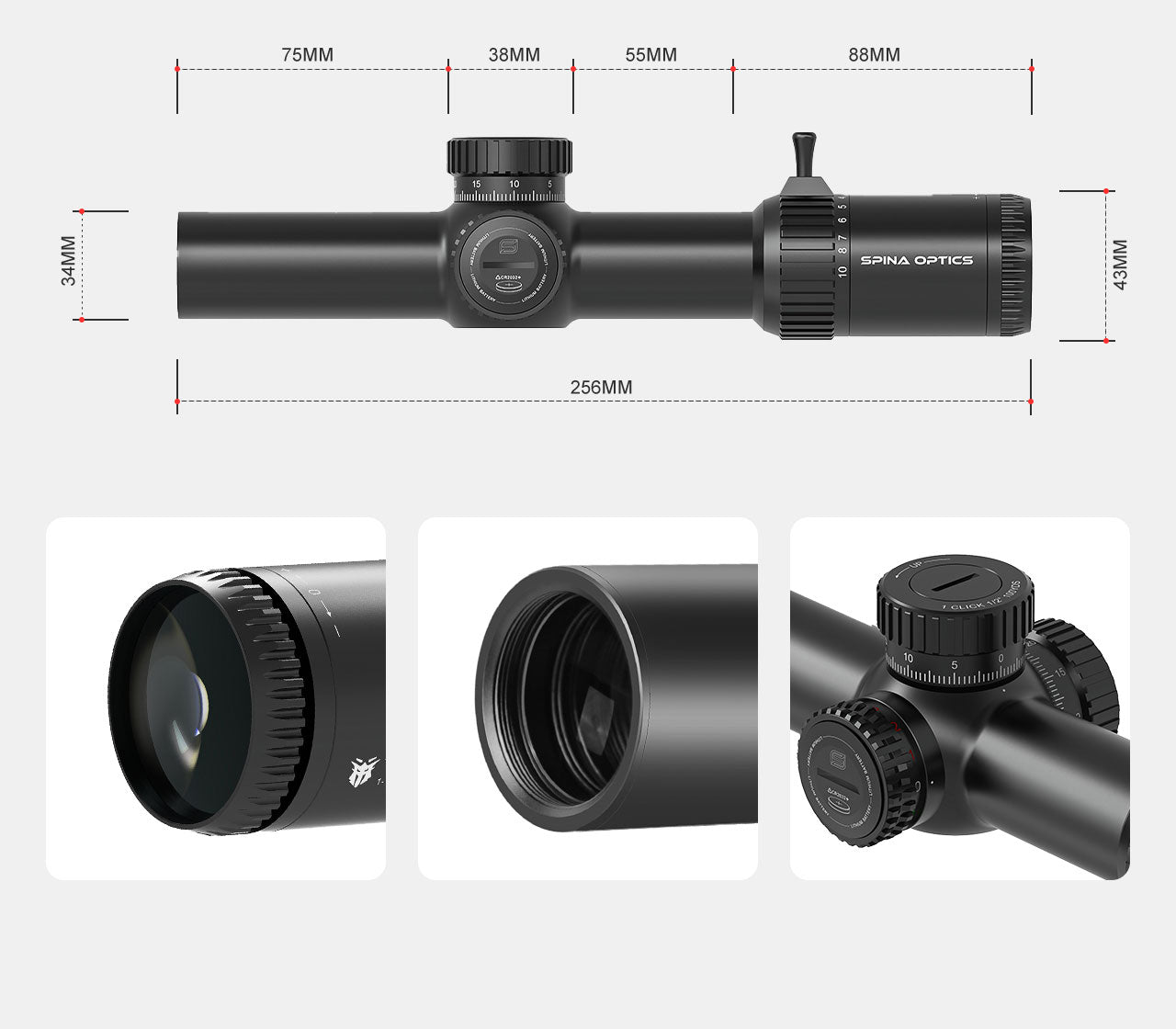 SPINA OPTICS VoidRax HD 1-10x28 SFP IR Com retículo iluminado