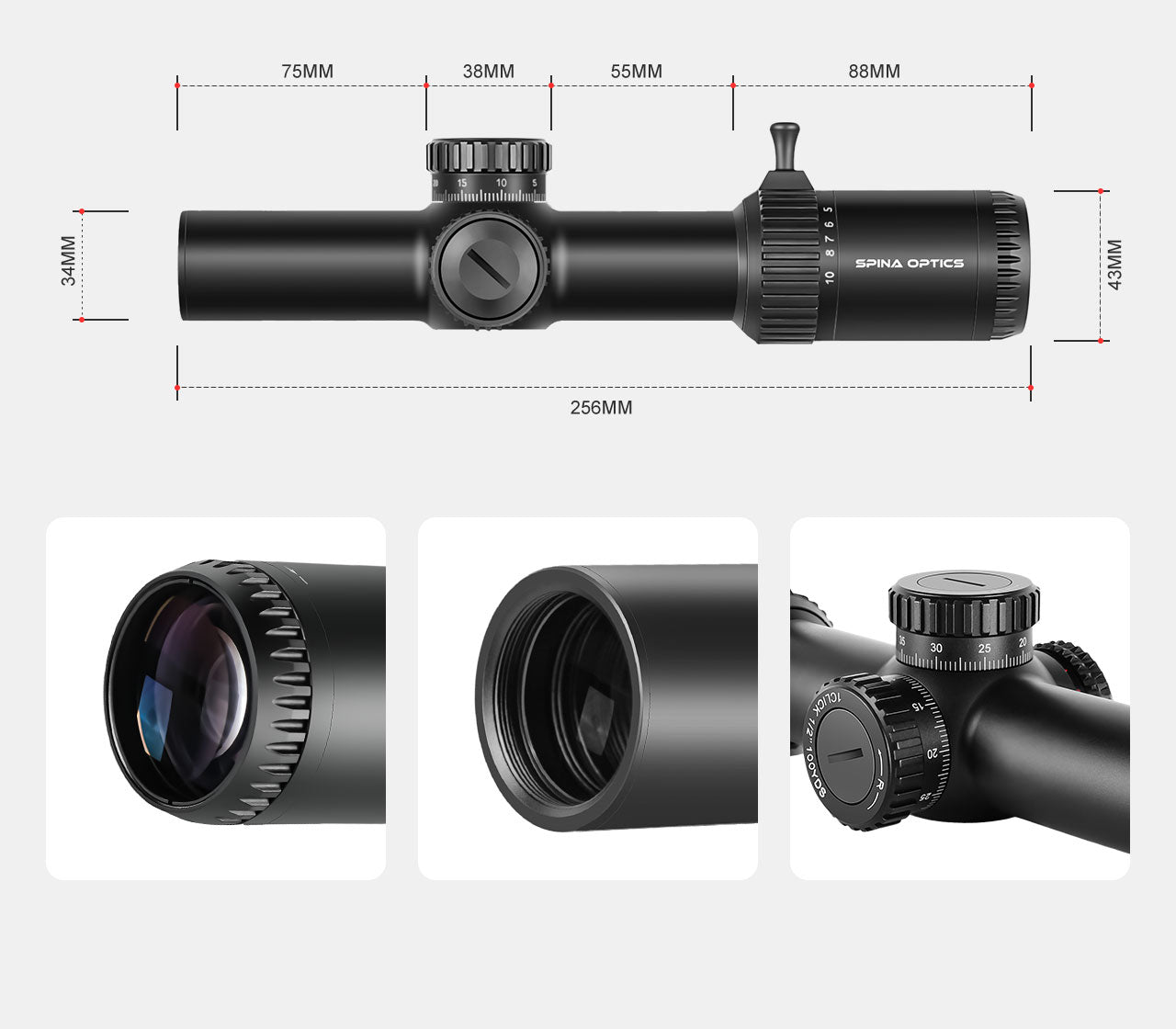 SPINA OPTICS VoidRax HD 1-10x28 SFP IR Com retículo iluminado