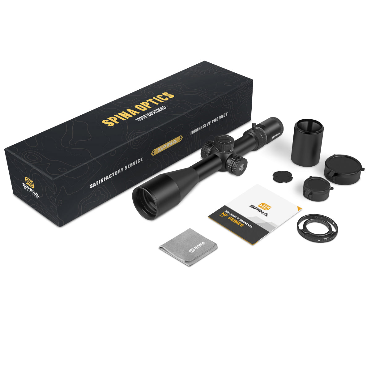 SPINA OPTICS NovaForce HD 5-25x56E FFP SFIR Com retículo iluminado Parallax 15 jardas até o infinito