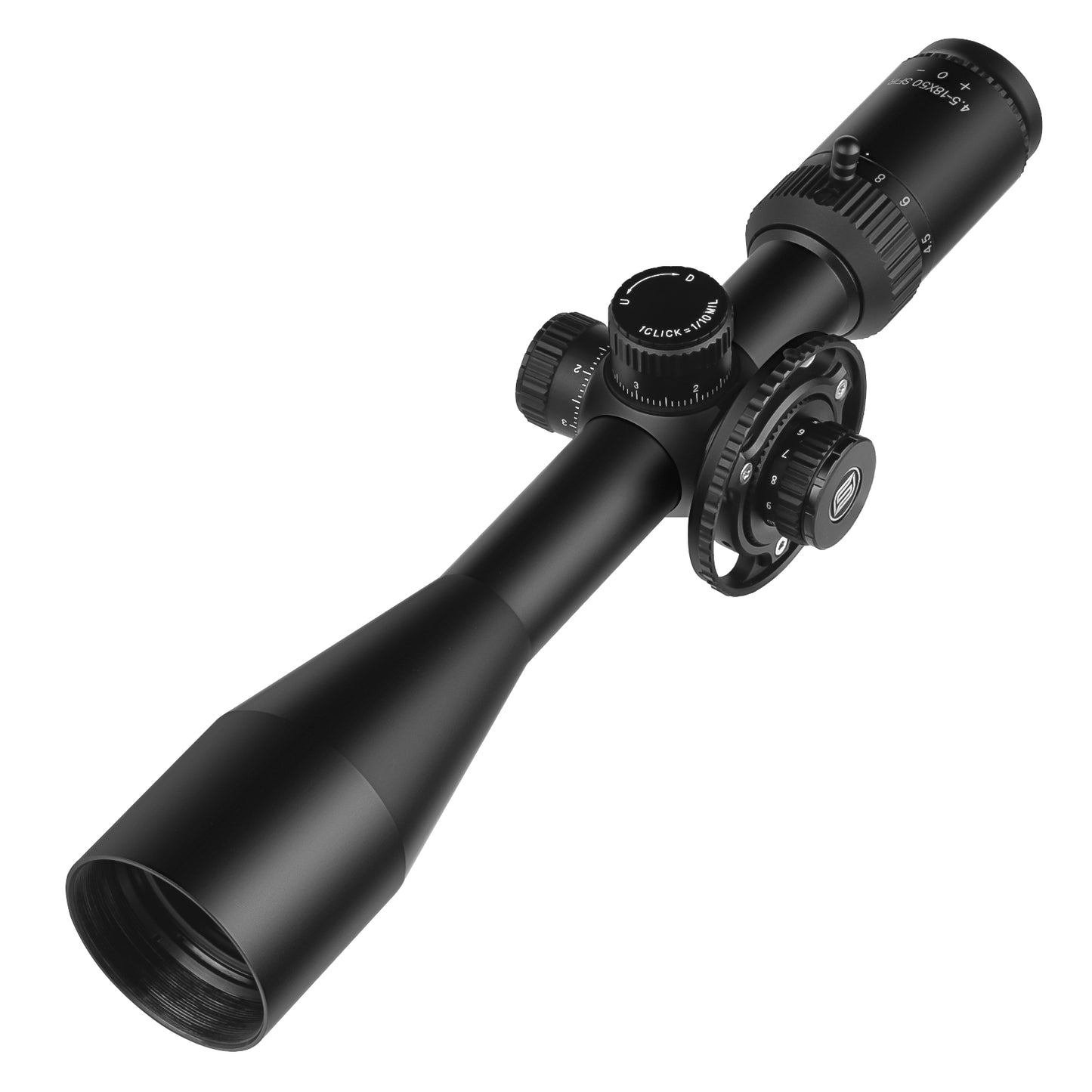 SPINA OPTICS FalconPoint HD 4.5-18x50 SFP Com retículo iluminado Parallax 10 jardas até o infinito