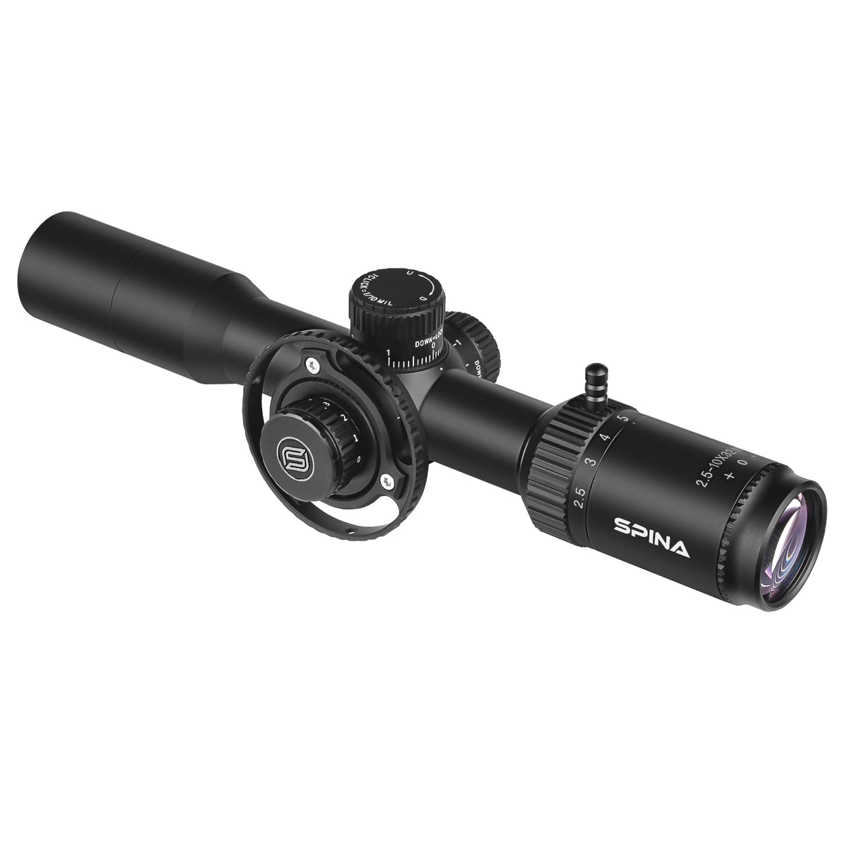 SPINA OPTICS FalconPoint HD 2.5-10x32 SFP Com retículo iluminado Parallax 5 jardas até o infinito