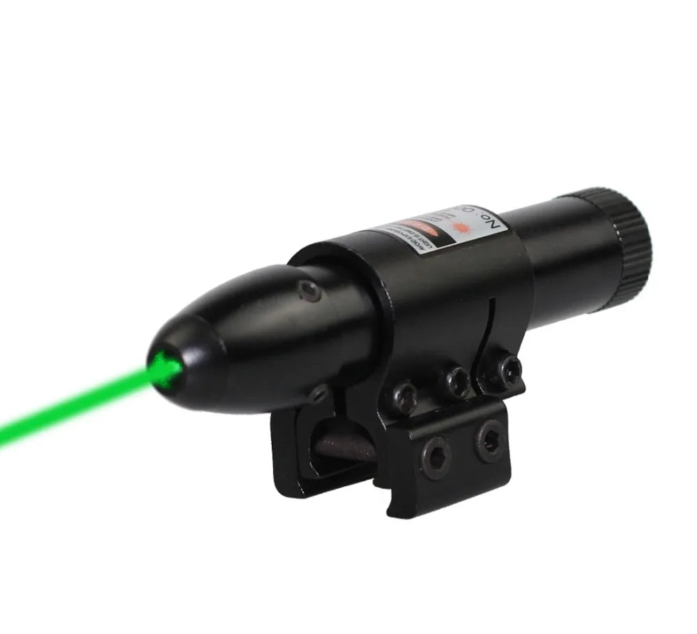 Mira Laser Tática para Caça com Ponto Vermelho/Verde, Interruptor de Pressão e Suporte para Cano - Compatível com Trilhos de 11mm e 20mm