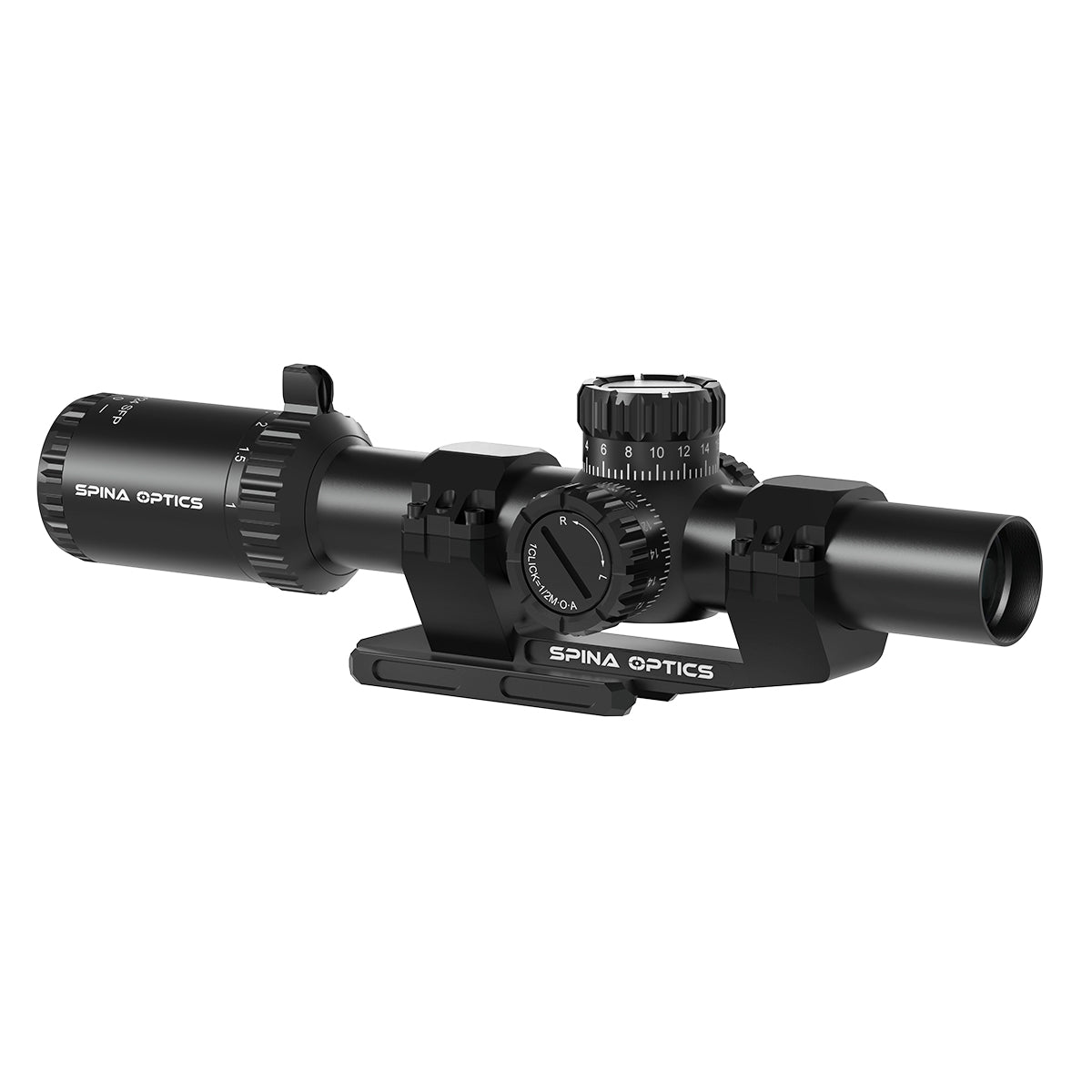 SPINA OPTICS ED Tricore 1-8x24 SFP IR Com retículo iluminado,Corchete integrada