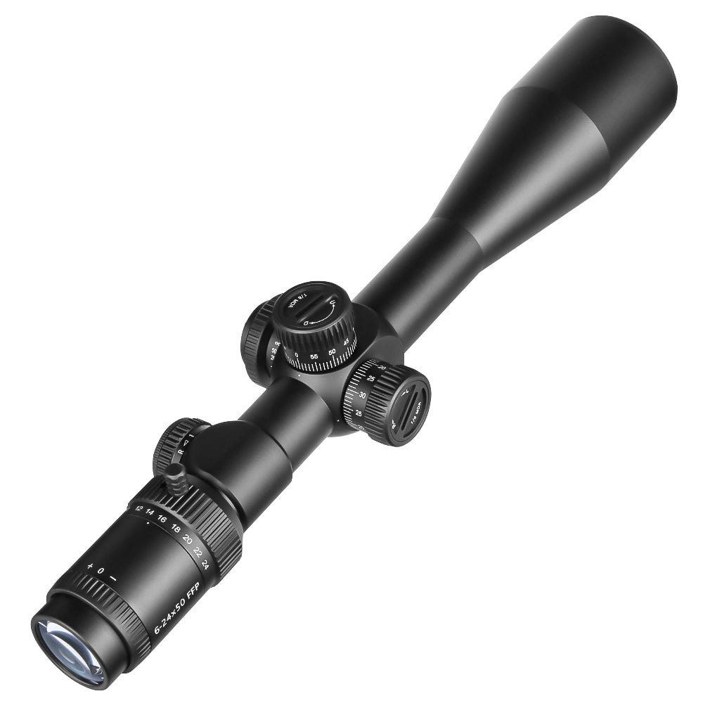 SPINA OPTICS WolfChase 6-24x50 SFP Com retículo iluminado Parallax 10 jardas até o infinito