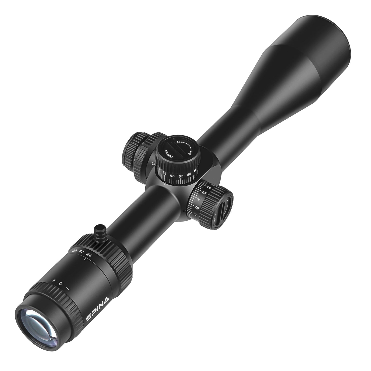 SPINA OPTICS WolfChase HD 6-24x50E FFP SFIR Com retículo iluminado Parallax 10 jardas até o infinito