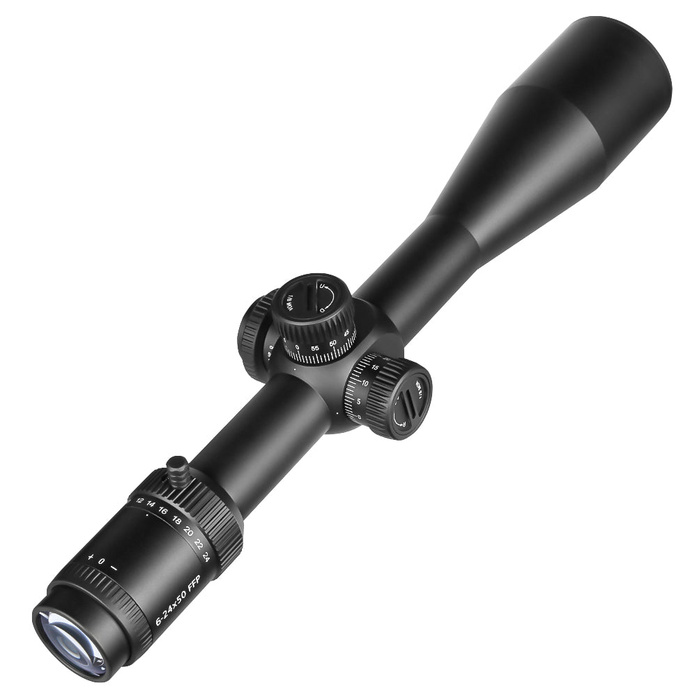 SPINA OPTICS WolfChase HD 6-24x50 FFP SF Parallax 10 jardas até o infinito