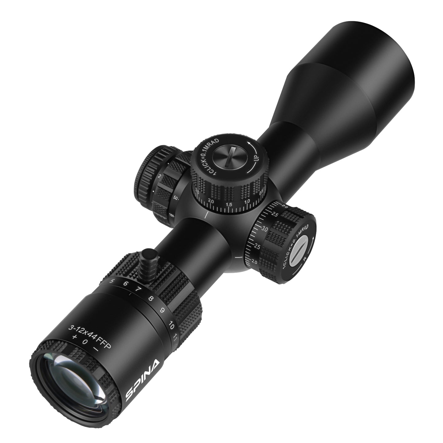 SPINA OPTICS Riptide HD 3-12x44 FFP SFIR Com retículo iluminado Parallax 8 jardas até o infinito