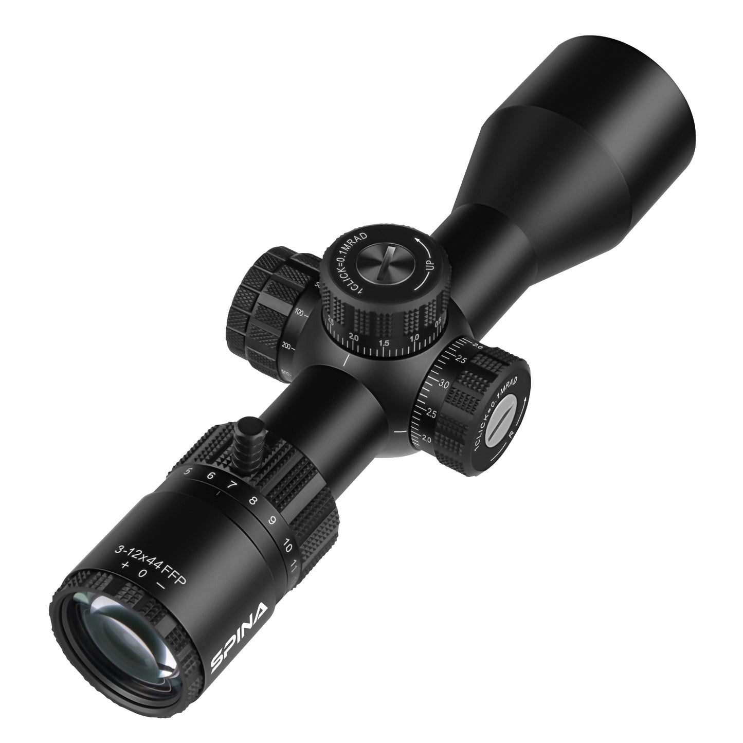 SPINA OPTICS Riptide HD 3-12x44 FFP SF Parallax 8 jardas até o infinito