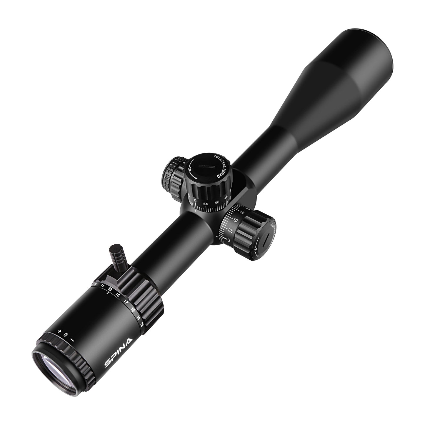 SPINA OPTICS Gen II WolfChase HD 5-20x50E FFP SF Parada no Zero,Parallax 10 jardas até o infinito