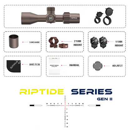 SPINA OPTICS Riptide Gen II ED 3-12x44 FFP Parada no Zero,Garantia Global de 5 Anos