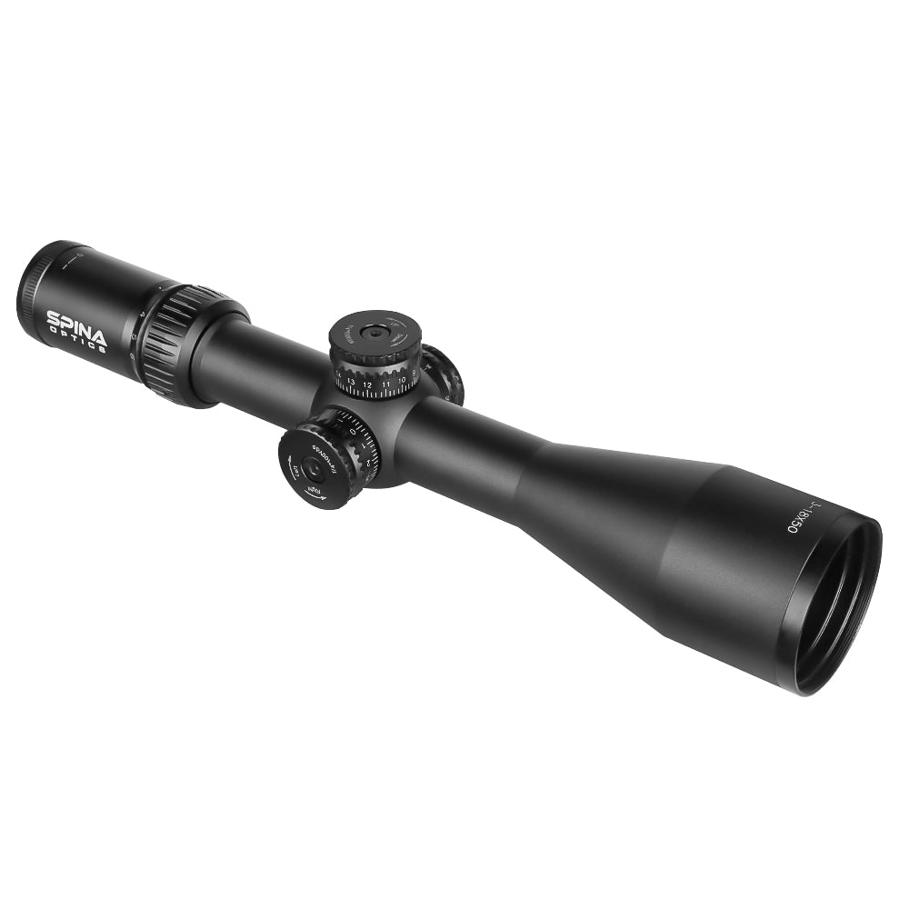 SPINA OPTICS IronClaw HD 3-18x50 SFP Parallax 20 jardas até o infinito