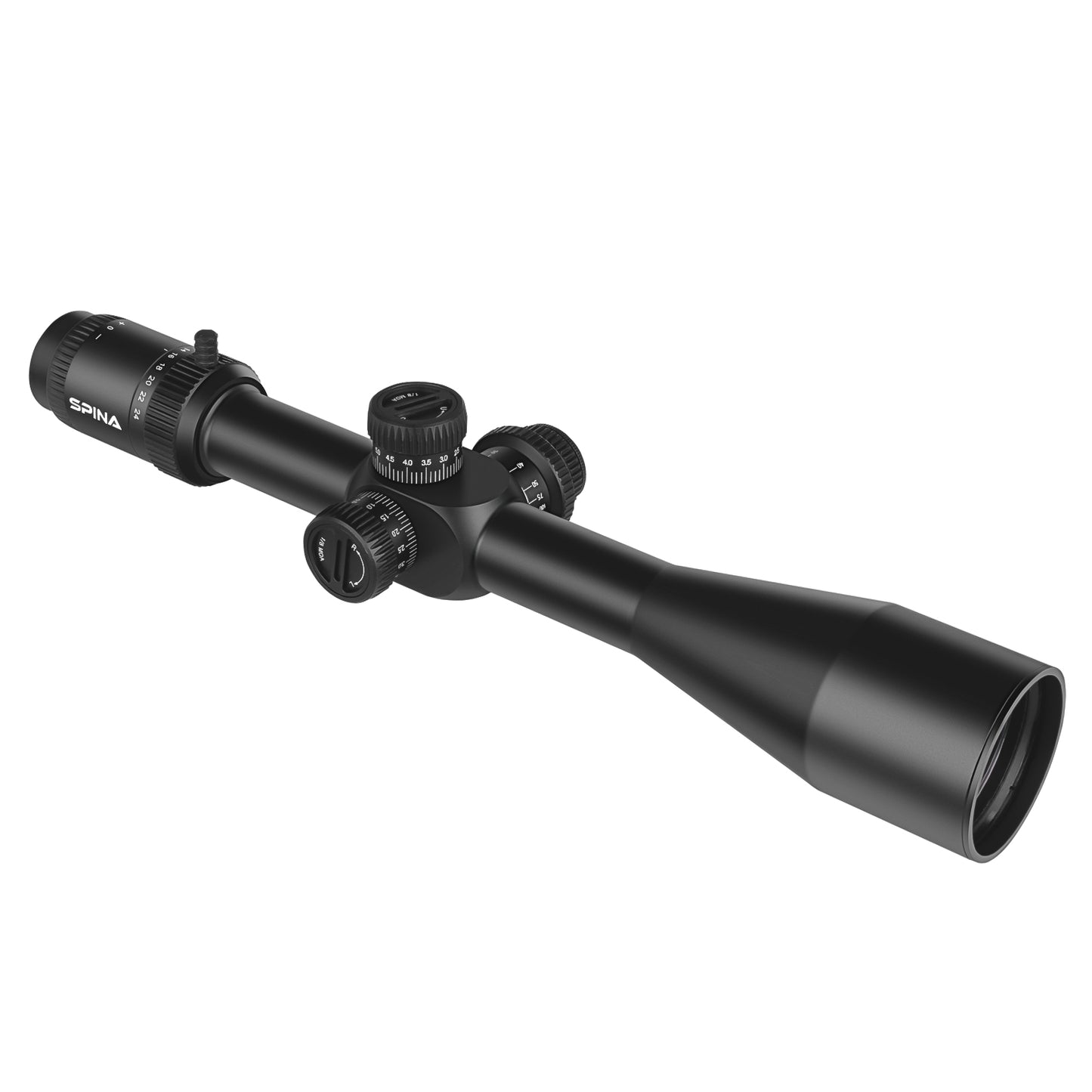 SPINA OPTICS WolfChase HD 6-24x50E FFP SFIR Com retículo iluminado Parallax 10 jardas até o infinito
