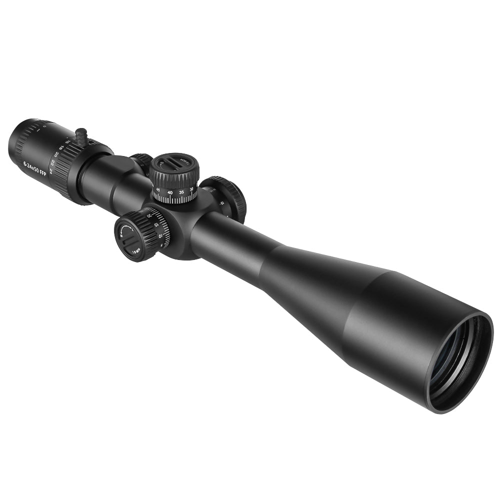 SPINA OPTICS WolfChase 6-24x50 SFP Com retículo iluminado Parallax 10 jardas até o infinito
