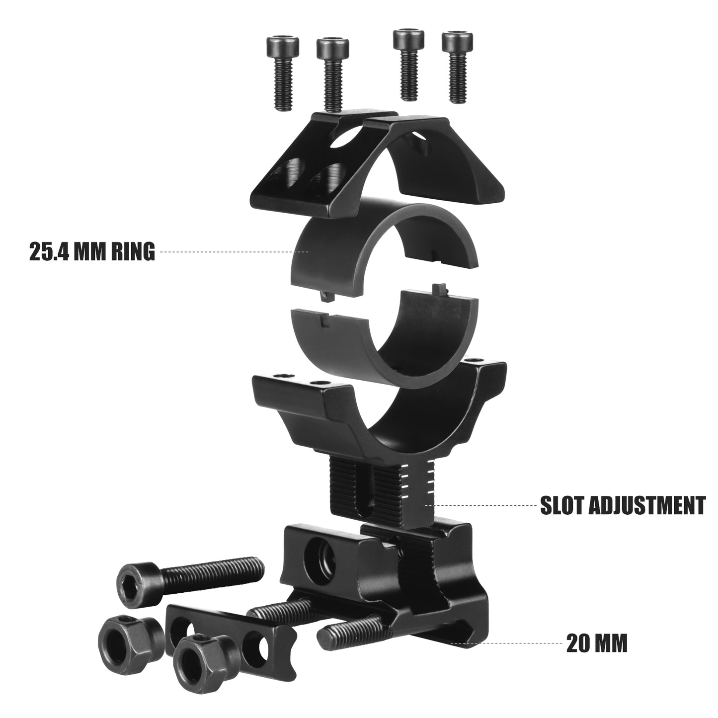 25.4/30mm picatinny escopo altura ajustável montagens