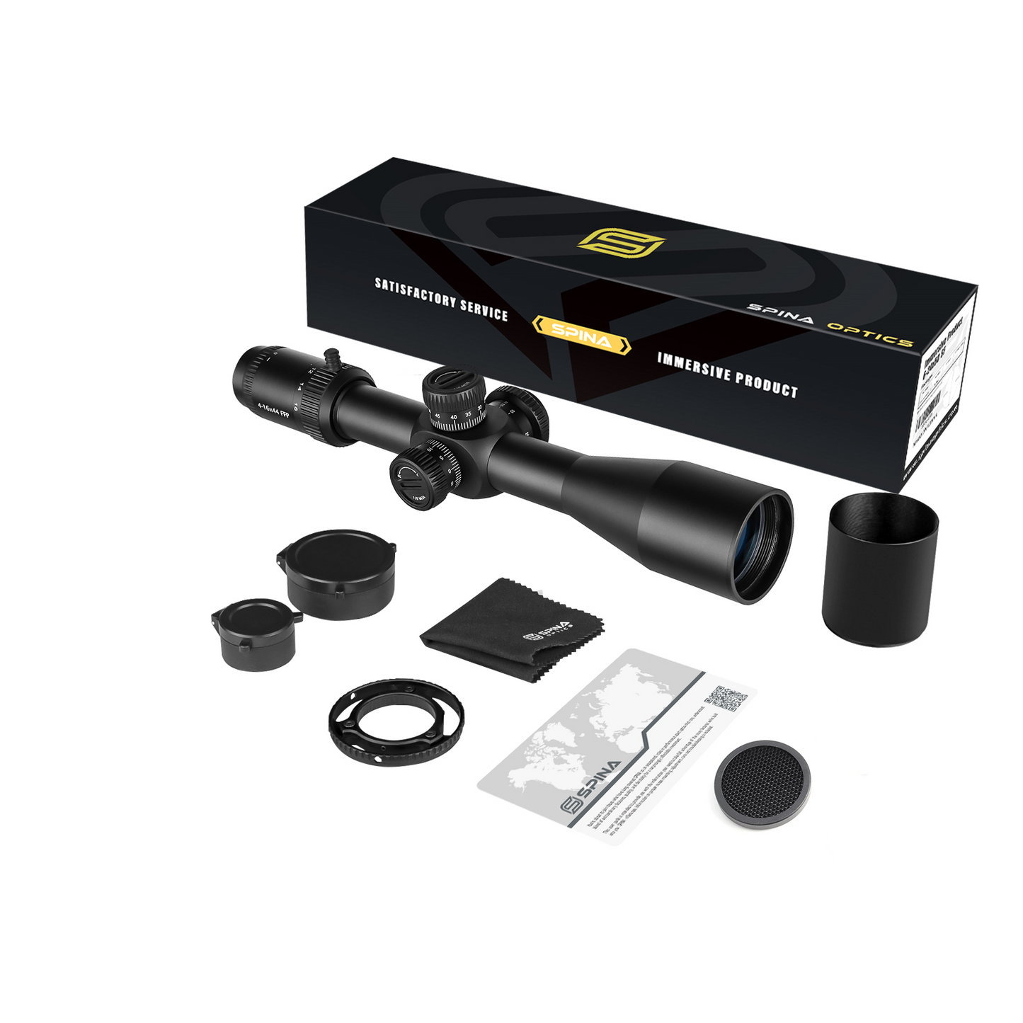 SPINA OPTICS WolfChase HD 4-16x44 FFP SF Parallax 10 jardas até o infinito