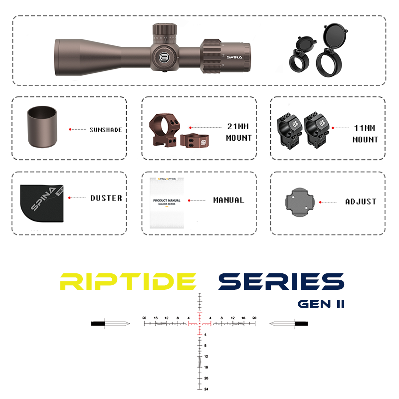 SPINA OPTICS Riptide Gen II ED 4-16x44 FFP Parada no Zero,Garantia Global de 5 Anos