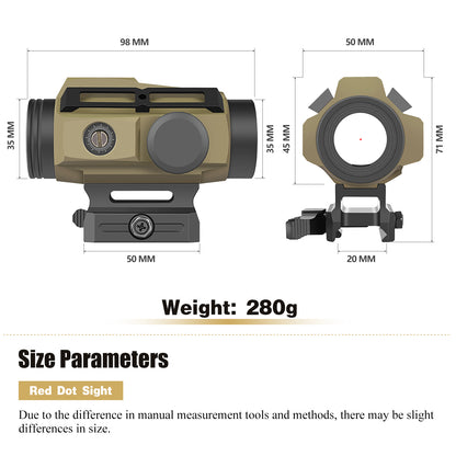 SPINA OPTICS SYM1X20/1X30 Múltiplas Retículas Mira de Ponto Vermelho Rifle com Trilho Picatinny com Energia Solar