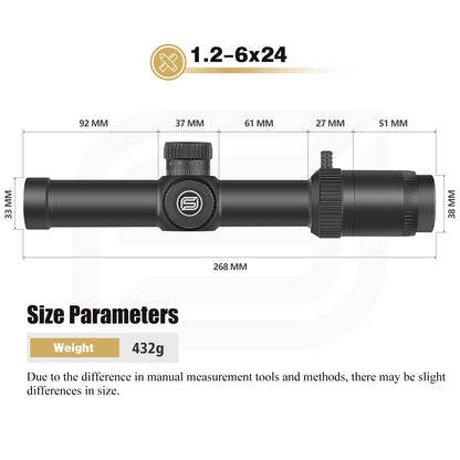 SPINA OPTICS HD WolfChase 1.2-6x24 FFP/SFPcom Iluminação de Ponto Vermelho