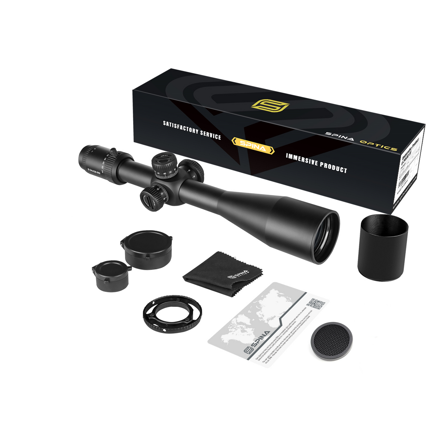SPINA OPTICS WolfChase HD 6-24x50 FFP SF Parallax 10 jardas até o infinito