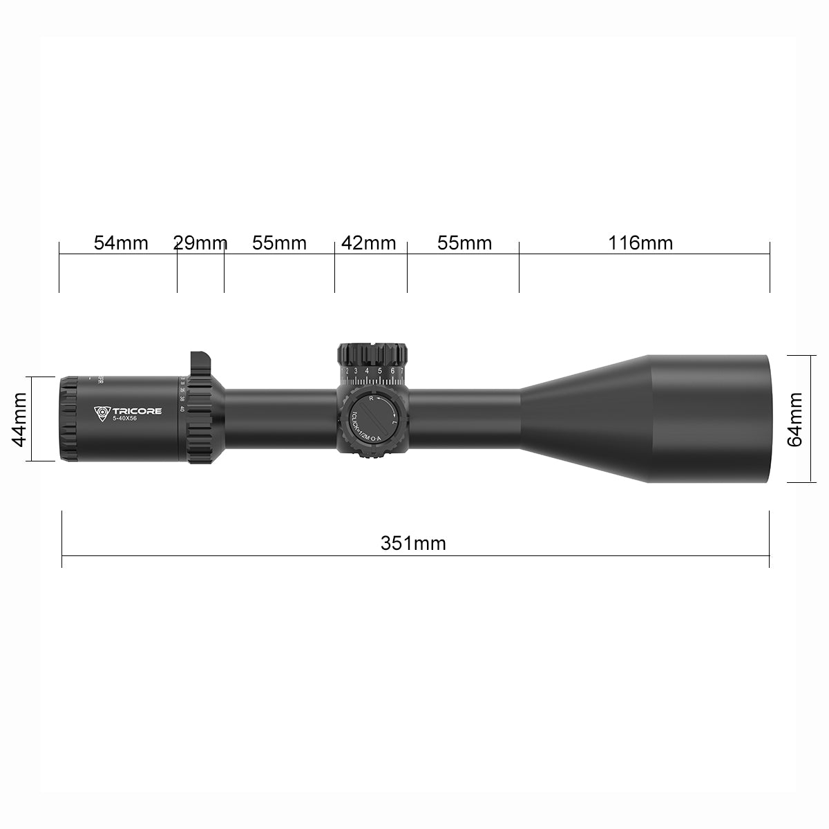 SPINA OPTICS ED Tricore 5-40x56 FFP IR Com retículo iluminado,Corchete integrada