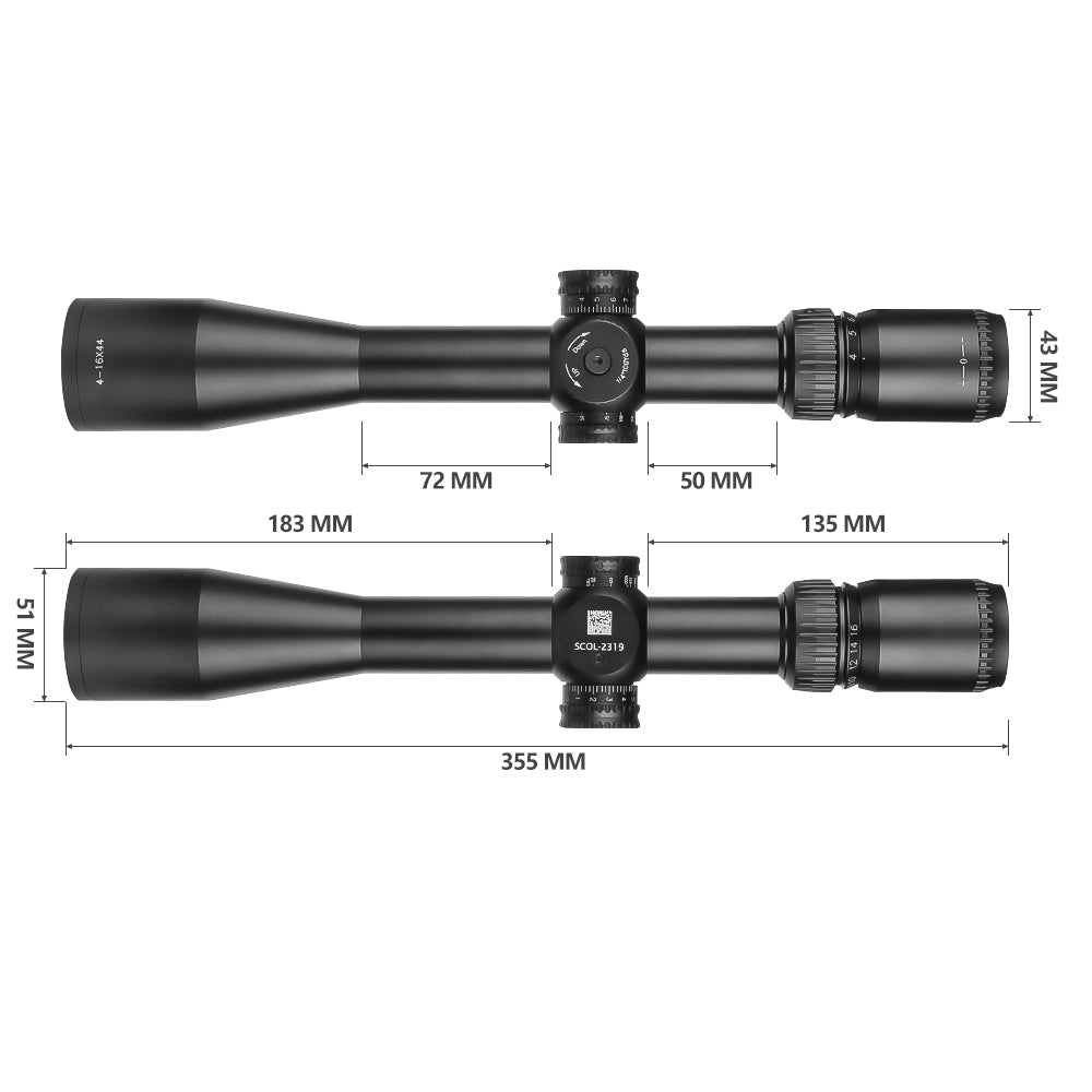 SPINA OPTICS IronClaw HD 4-16x44 SFP SF Parallax 20 jardas até o infinito