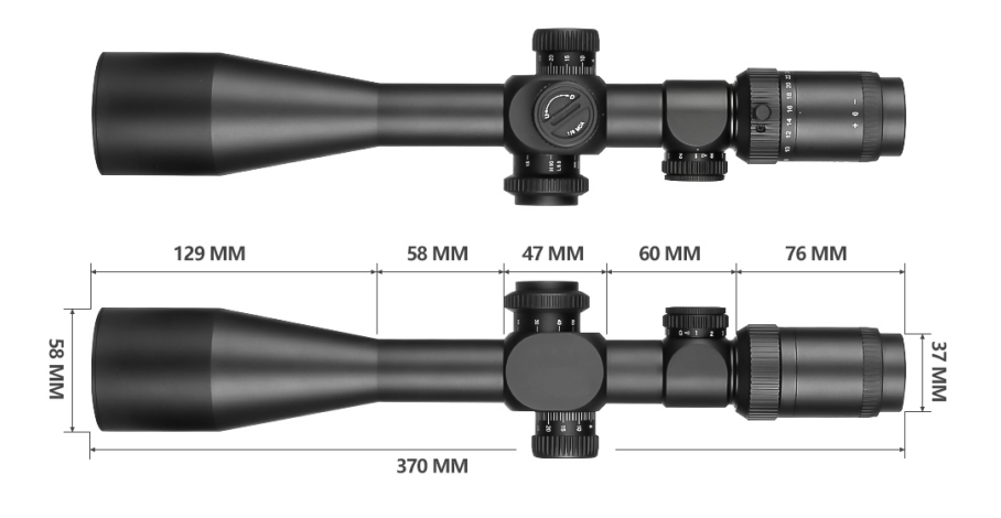 SPINA OPTICS WolfChase 6-24x50 SFP Com retículo iluminado Parallax 10 jardas até o infinito