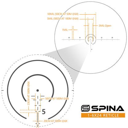 SPINA OPTICS WolfChase HD 1-6x24 SFP IR Com retículo iluminado