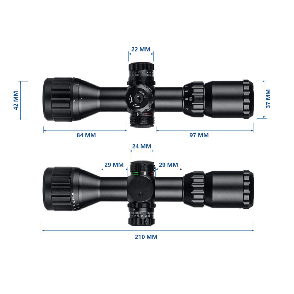 SPINA OPTICS HD 3-9x32 SFP AOIR Com retículo iluminado Parallax 5 jardas até o infinito