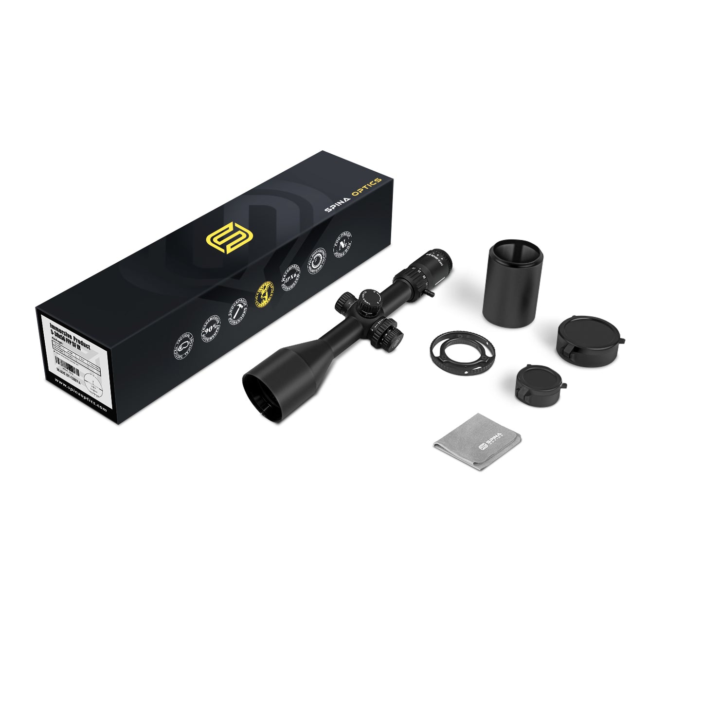 SPINA OPTICS FalconPoint HD 5-30x56 FFP SFIR Com retículo iluminado Parallax 10 jardas até o infinito