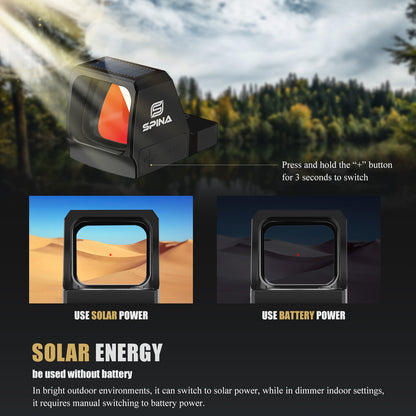 SPINA OPTICS Scorner Pro 1x22x25 Mira de Ponto Vermelho RMR para Pistola com Energia Solar