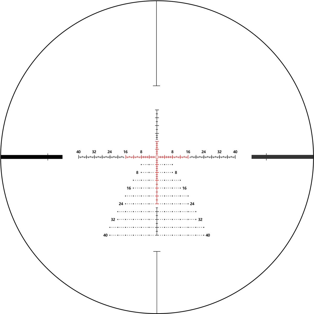 SPINA OPTICS HD WolfChase 1.2-6x24 FFP/SFPcom Iluminação de Ponto Vermelho