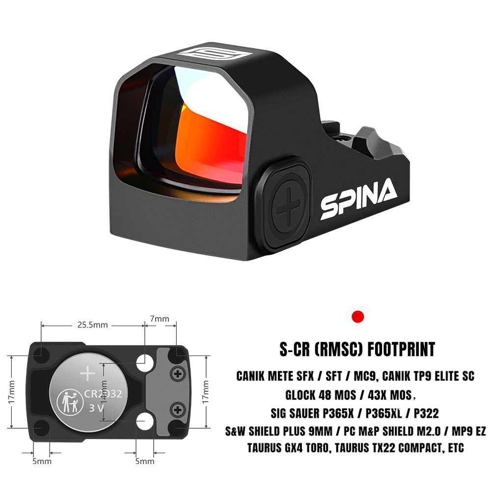 SPINA OPTICS LoneHawk-30 Mira de Ponto Vermelho RMSc para Pistola&Rifle com Trilho Picatinny