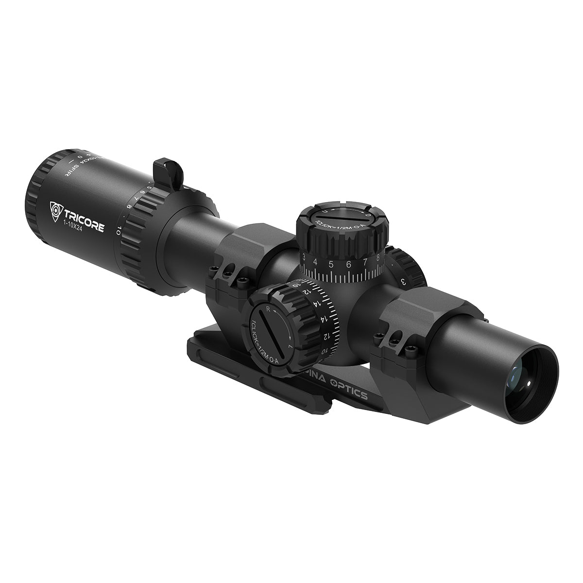 SPINA OPTICS ED Tricore 1-10x24 FFP IR Com retículo iluminado,Corchete integrada