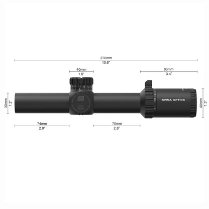 SPINA OPTICS ED Tricore 1-10x24 FFP IR Com retículo iluminado,Corchete integrada