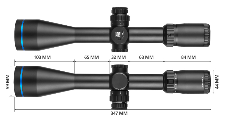 SPINA OPTICS ApexFin HD 2.5-20x50 SFP Com retículo iluminado Parallax 10 jardas até o infinito,Garantia Global de 5 Anos