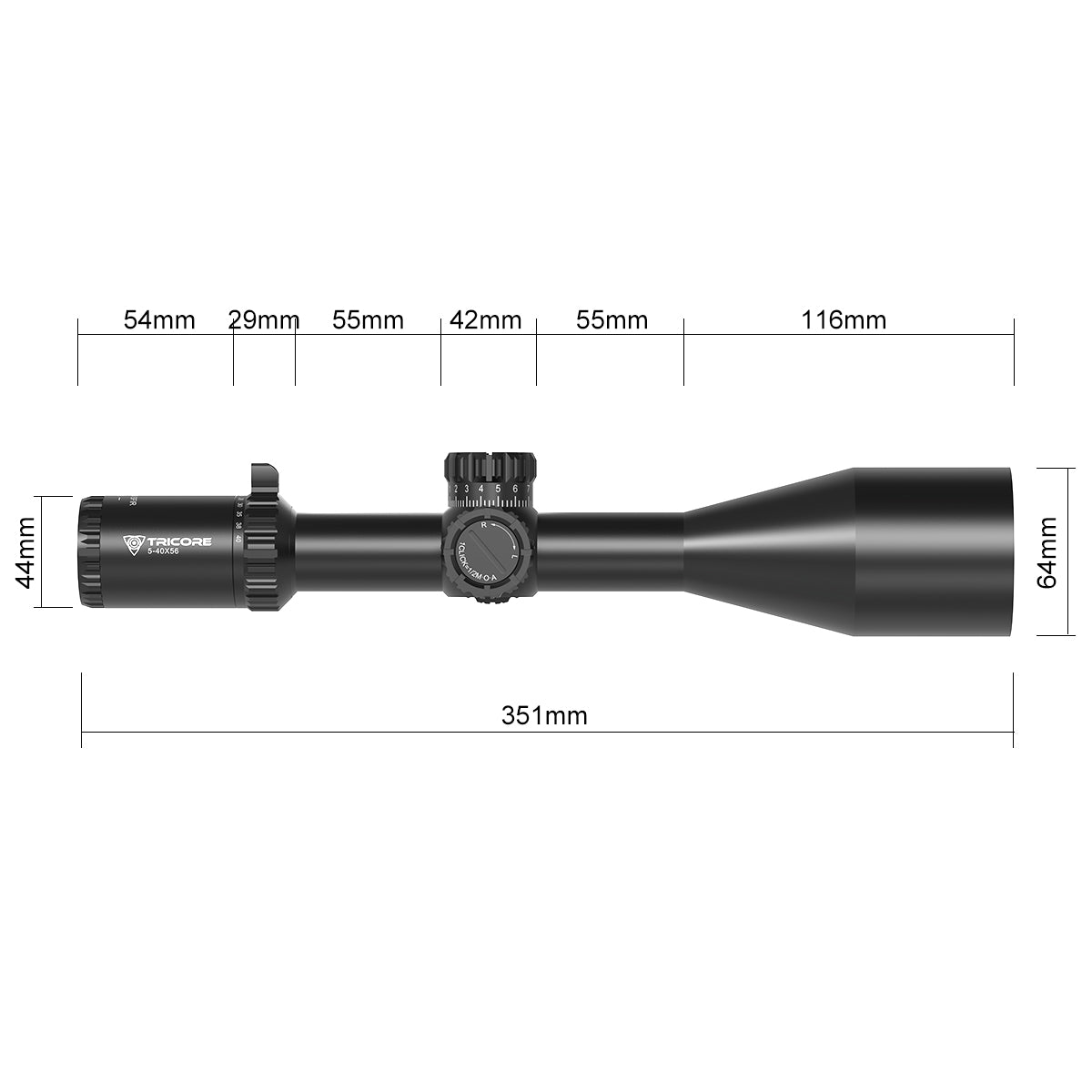 SPINA OPTICS ED Tricore 5-40x56 SFP IR Com retículo iluminado,Corchete integrada