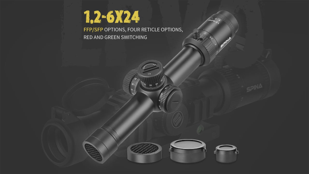 SPINA OPTICS WolfChase LPVO 1.2-6x24 FFP/SFP Caça Rifle Scope