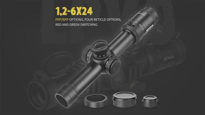 SPINA OPTICS HD WolfChase 1.2-6x24 FFP/SFPcom Iluminação de Ponto Vermelho