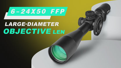 SPINA OPTICS WolfChase HD 6-24x50 FFP SF Parallax 10 jardas até o infinito